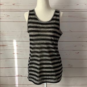 POOF Black and gray striped tank with low back